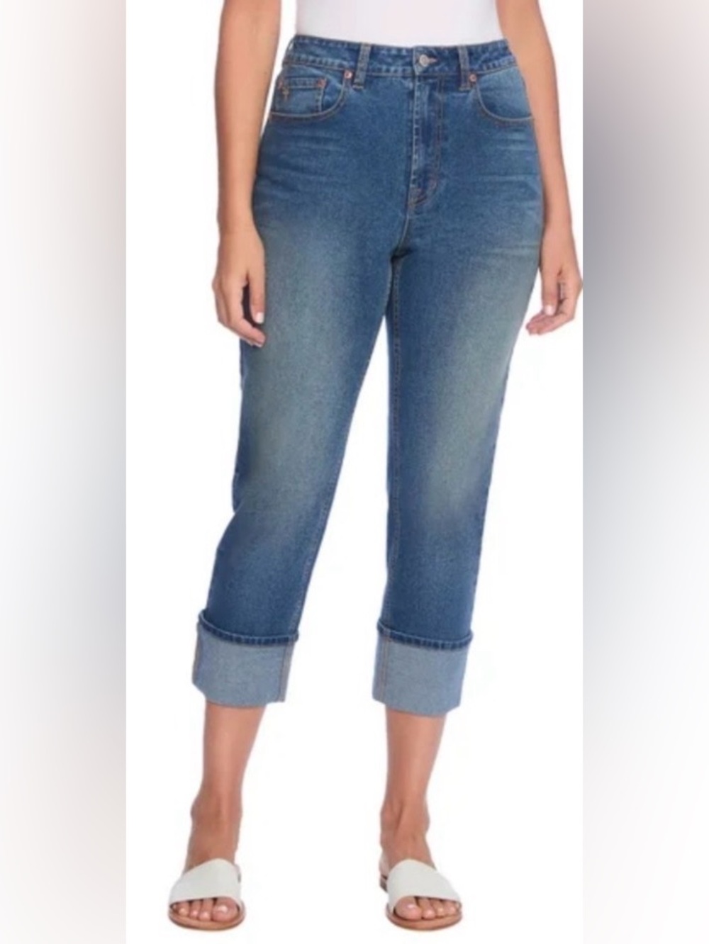 Frye Women's Cuffed Crop Jeans, Stretch, High Rise, Dark Blue, Size 12, NWT